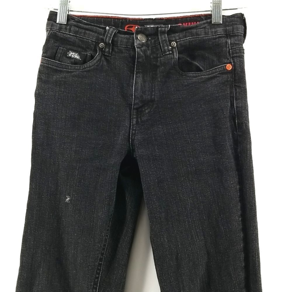 No Fear Jeans Boys Size 12 Youth Black Denim Skinny Waist Button Distressed
